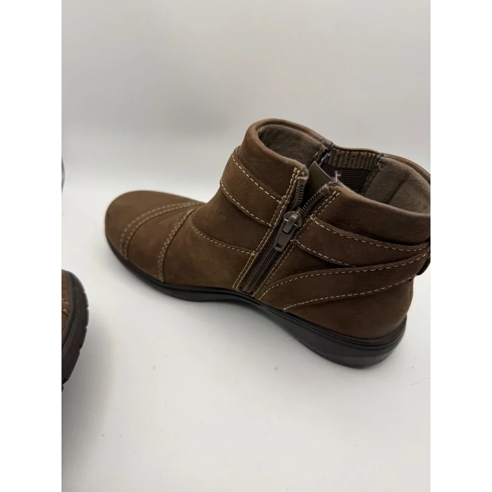 Clarks Collection Ankle Boots Womens 6.5 Brown Leather Buckle Zip 261750414040